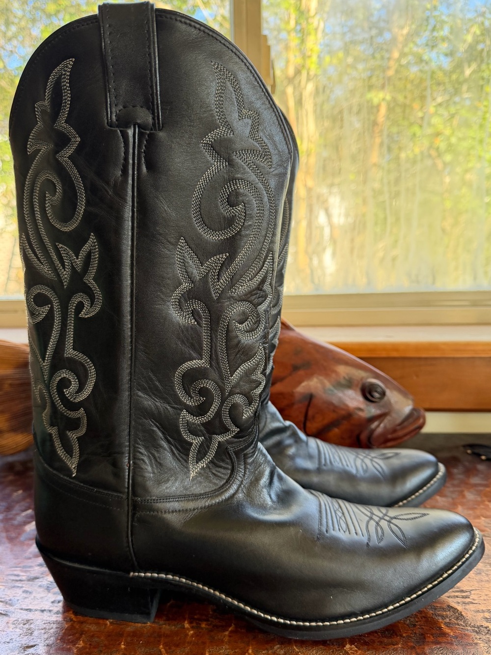Justin Boots Mens Classic Western Cowboy Boot Black London Calf 1409 Sz 12 D